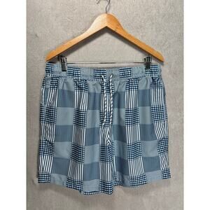 Brooks Brothers‎ Swim Trunk Shorts Blue Check Gingham Mens Size Large